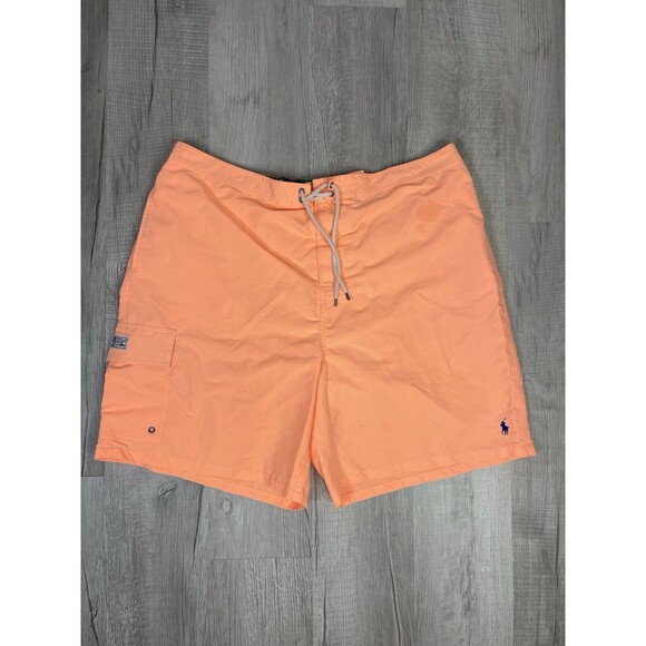 Polo Ralph Lauren Swim Shorts Mens 3X BIG 3XB Trunks Orange White Lined Casual I
